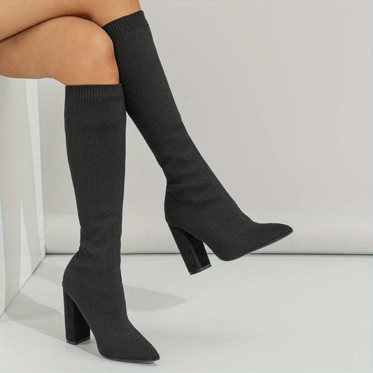 Kniehoge Soklaarzen - Dames - Blokhak Stretch - Winter Mode - Luna