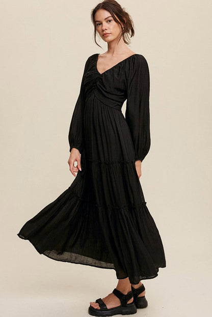 Vrouwen - V Hals Maxi Jurk - Uitgesneden Franje - Elegante Avondmode - AAN TREFFEN