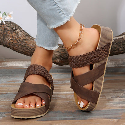 Plateau Sandalen - Dames - Geweven Ontwerp - Zomer Schoeisel - STIJL VOLGENDE