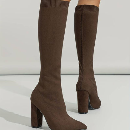 Kniehoge Soklaarzen - Dames - Blokhak Stretch - Winter Mode - Luna