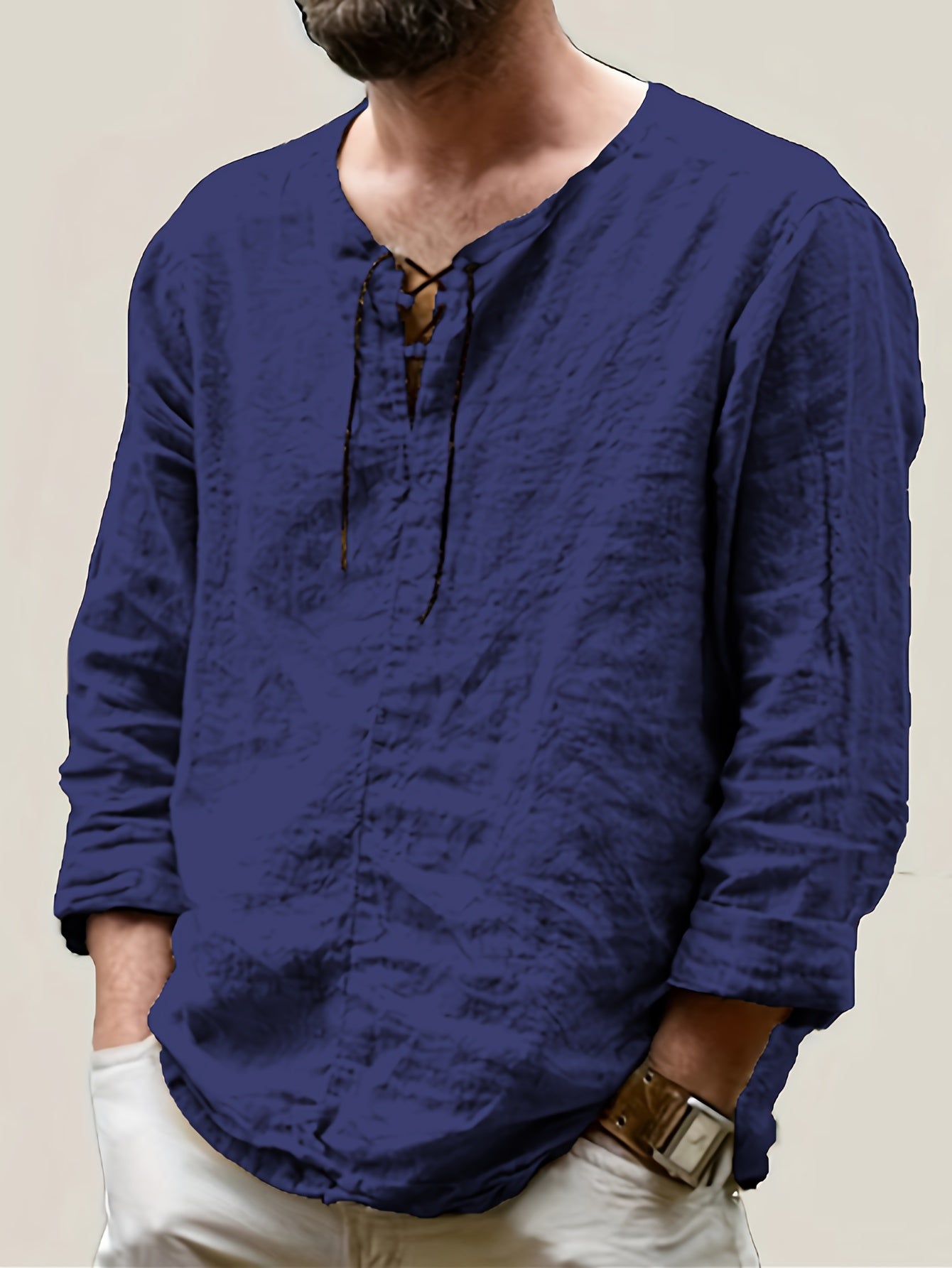 Mannen - Casual Hemd - Katoen-Linnen Mix - Lange Mouwen - Perfect voor Vrije Tijd - ARNE STYLING