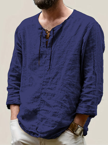 Mannen - Casual Hemd - Katoen-Linnen Mix - Lange Mouwen - Perfect voor Vrije Tijd - ARNE STYLING