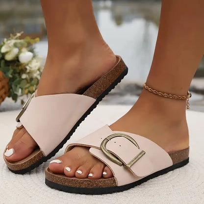 Vrouwen - Open Teen Slippers - Kurk Materiaal - Comfortabele Slippers - STIJL VOLGENDE