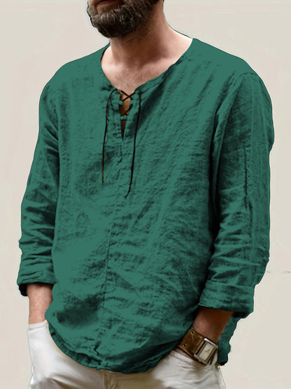 Mannen - Casual Hemd - Katoen-Linnen Mix - Lange Mouwen - Perfect voor Vrije Tijd - ARNE STYLING