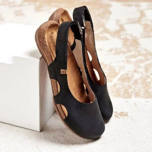 Dames - Lederen Sandalen - Gesloten Teen met Steunzolen - Comfortabele Zomerschoenen - ZOMER