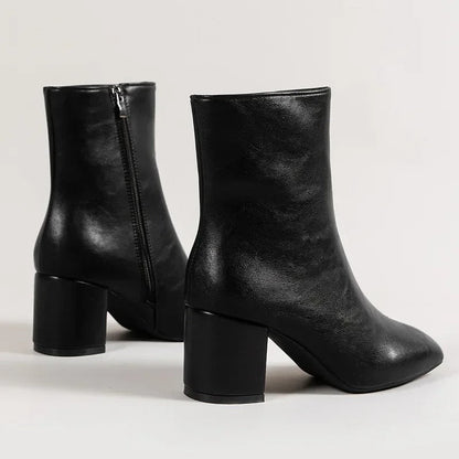 Enkellaars - Dames - Blokhak met Zijrits - Modieuze Schoenen - STIJL VOLGENDE