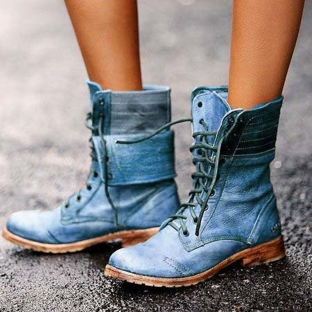 Dameslaarzen - Women - Imitatieleer - Laars - Combat Laarzen