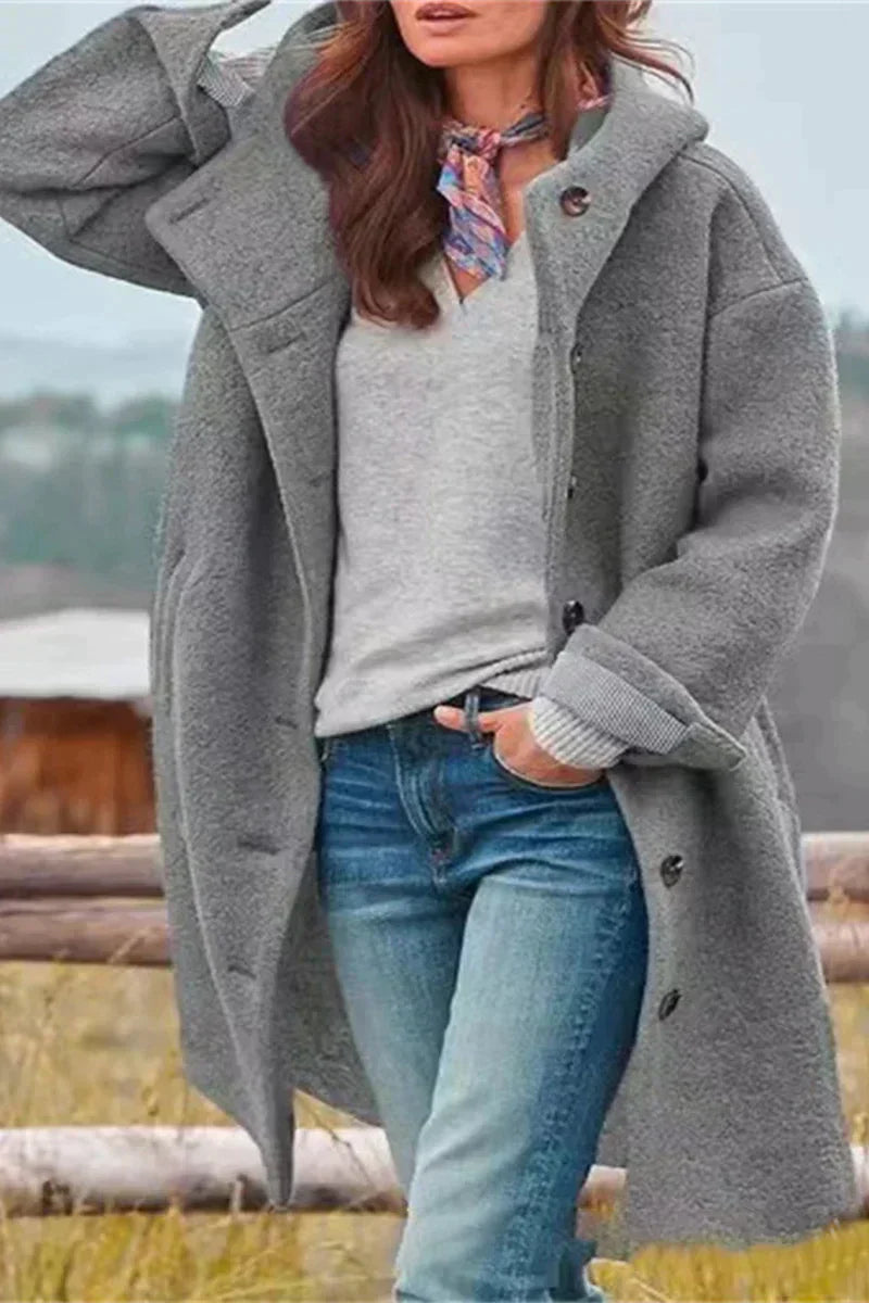 Oversized Teddy Tussenjas - Dames - Teddy Stof Met Capuchon En Knopen - Warme Winterjas - NOVA