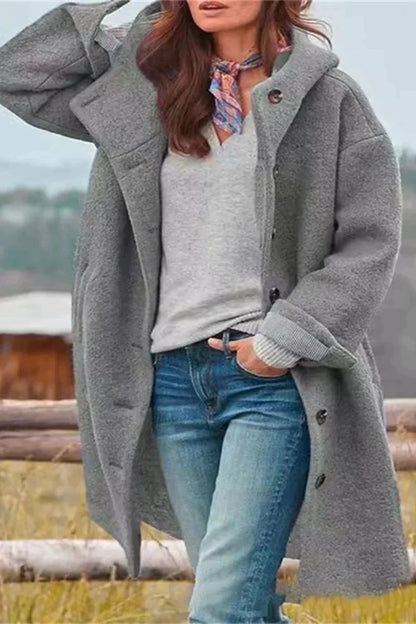 Oversized Teddy Tussenjas - Dames - Teddy Stof Met Capuchon En Knopen - Warme Winterjas - NOVA