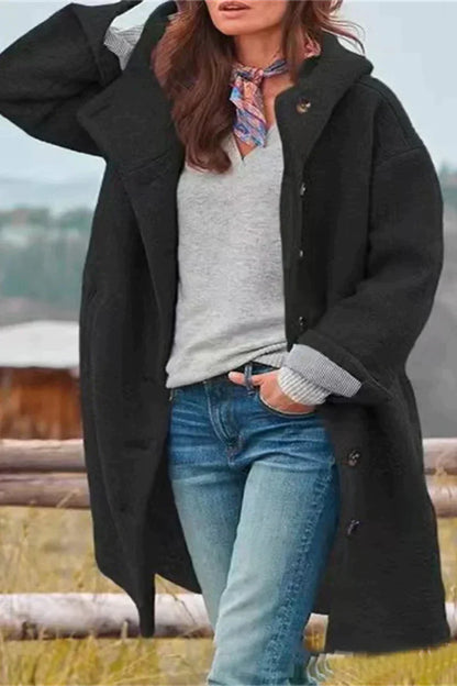 Oversized Teddy Tussenjas - Dames - Teddy Stof Met Capuchon En Knopen - Warme Winterjas - NOVA