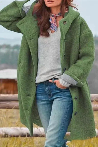 Oversized Teddy Tussenjas - Dames - Teddy Stof Met Capuchon En Knopen - Warme Winterjas - NOVA