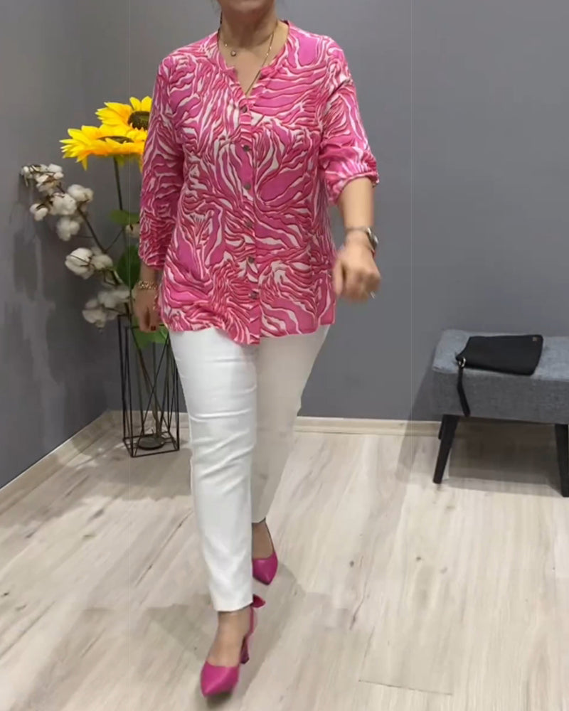 Bedrukt Shirt - Mannen - Katoenblend - Dagelijks Gebruik - Trendy Stijl