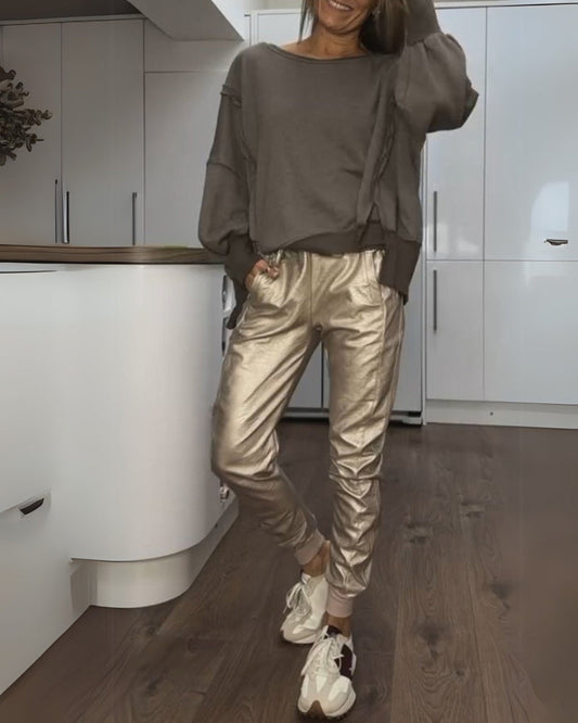 Tweedelige dames set met losse top en comfortabele broek – SerinaEase