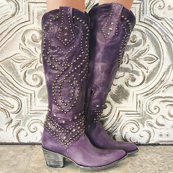 Kniehoge Laarzen - Dames - Studs - Westernlaarzen - Rebel