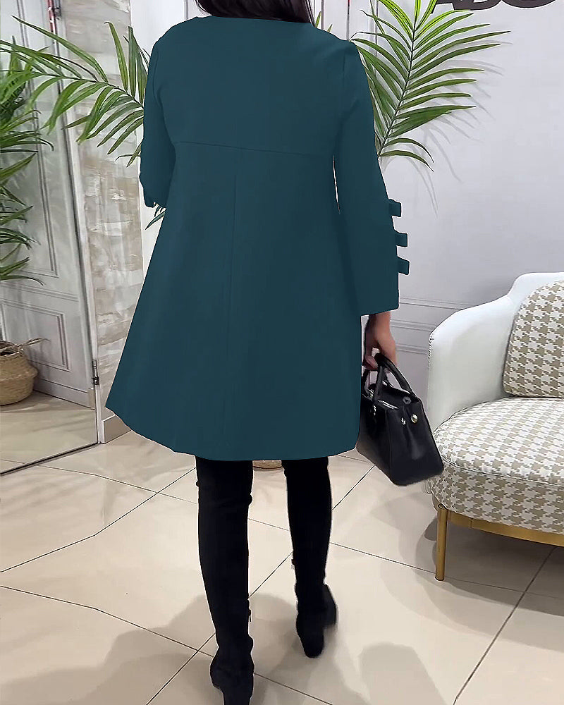 A-lijn Jurk Voor Vrouwen Met Speelse Mouwstrikdetails – MONIQUE ELEGANCE