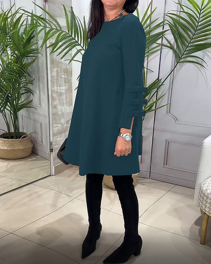 A-lijn Jurk Voor Vrouwen Met Speelse Mouwstrikdetails – MONIQUE ELEGANCE
