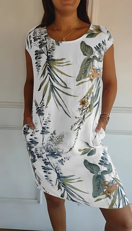Vrouwelijke midi-jurk met bloemenprint en lange mouwen – NoreliaBloom