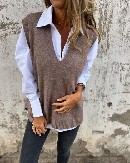 Mouwloze damestrui met relaxte pasvorm en zachte knit – NuvéaKnit