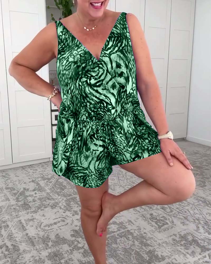 Badpak - Dames - V-Hals en Kleurrijke Print - Vakantie Mode - EENDELIG STIJL