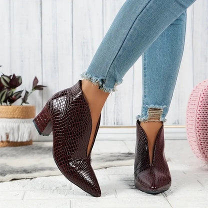 Stiletto Enkellaarzen - Dames - Kroko Patroon - Stijllaars