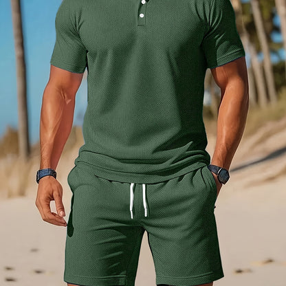 Heren - 2-Delig Zomers Polo en Shortset - Ademend Mesh - Casual Kleding - ZOMERSET EDGE