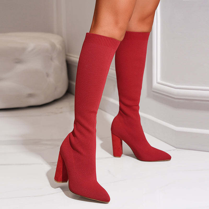 Kniehoge Soklaarzen - Dames - Blokhak Stretch - Winter Mode - Luna