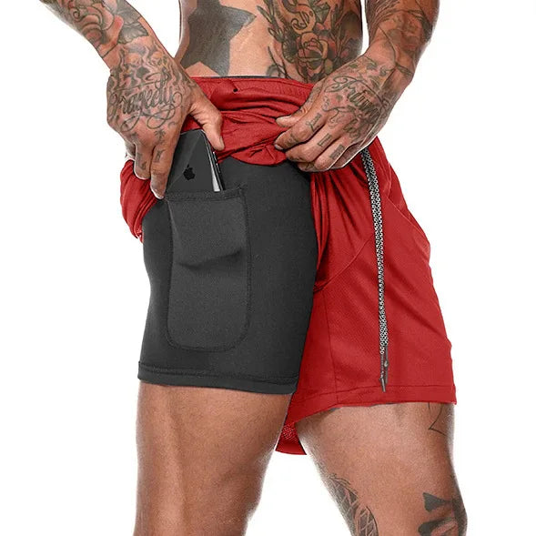 Mannen - Hardloopshort - Dubbele Laag - Ademend en Comfortabel - IDEALE RUNNER