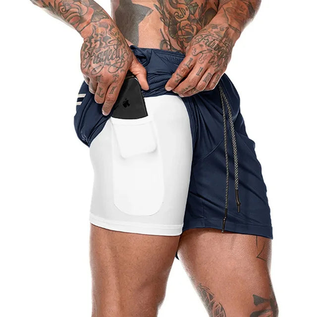 Mannen - Hardloopshort - Dubbele Laag - Ademend en Comfortabel - IDEALE RUNNER