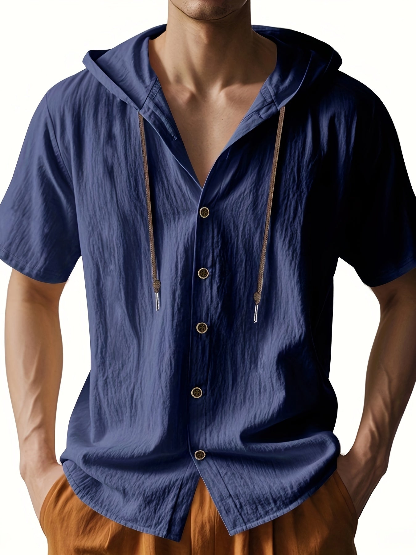 Heren - Lichtgewicht Hemd met Capuchon - Ademend Linnen - Casual en Comfortabel - ZOMERSTIJL