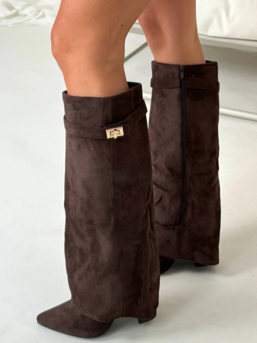 Kniehoge Laarzen - Vrouwen - Suede Hak - Dames Laarzen - NIX