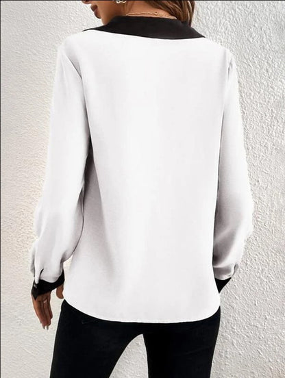 Blouse - Vrouwen - Kleurcontrast - V Hals Blouse - COLORA