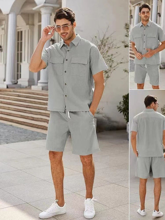 Casual tweedelige heren zomeroutfit met luchtige linnenlook – VaroSet Breeze