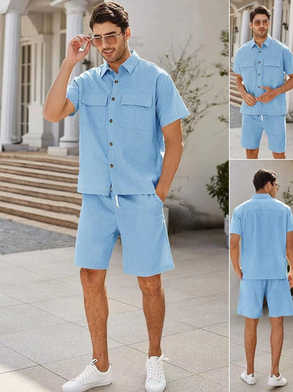 Casual tweedelige heren zomeroutfit met luchtige linnenlook – VaroSet Breeze