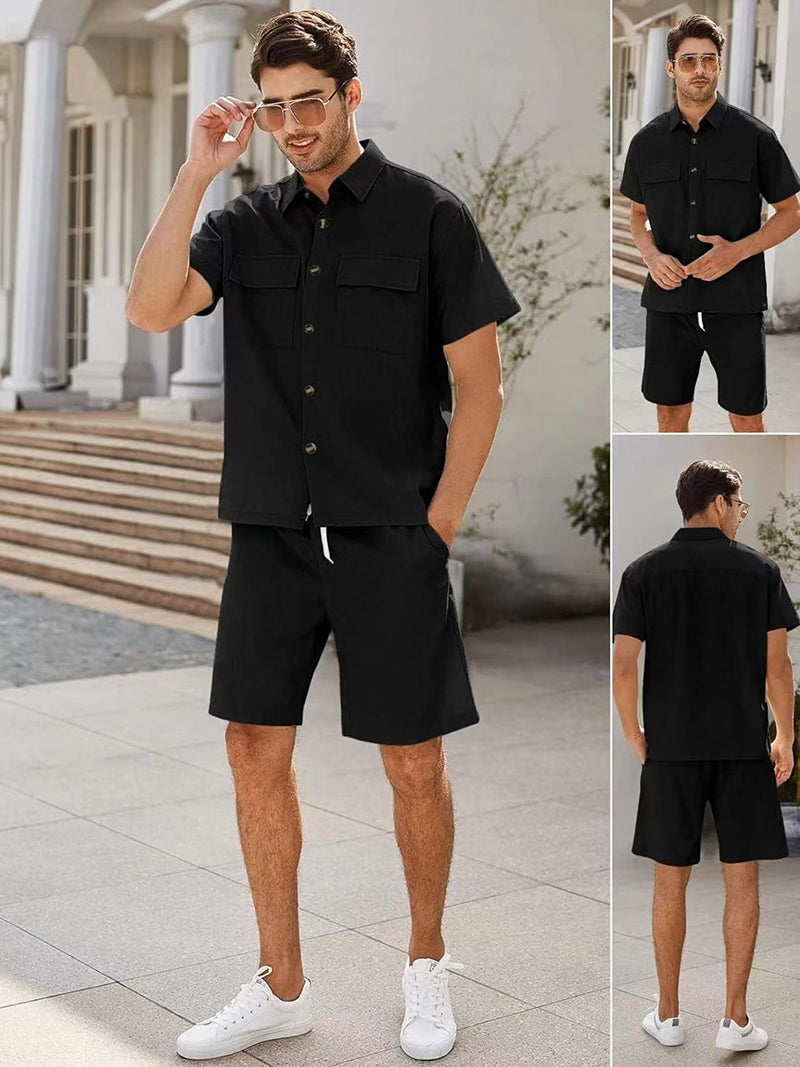 Casual tweedelige heren zomeroutfit met luchtige linnenlook – VaroSet Breeze