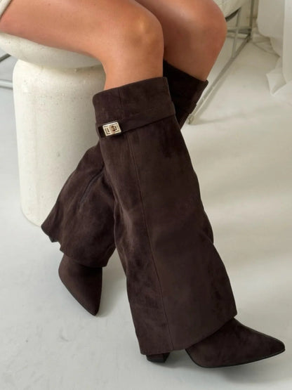 Kniehoge Laarzen - Vrouwen - Suede Hak - Dames Laarzen - NIX