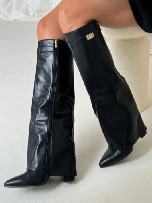 Kniehoge Laarzen - Vrouwen - Suede Hak - Dames Laarzen - NIX