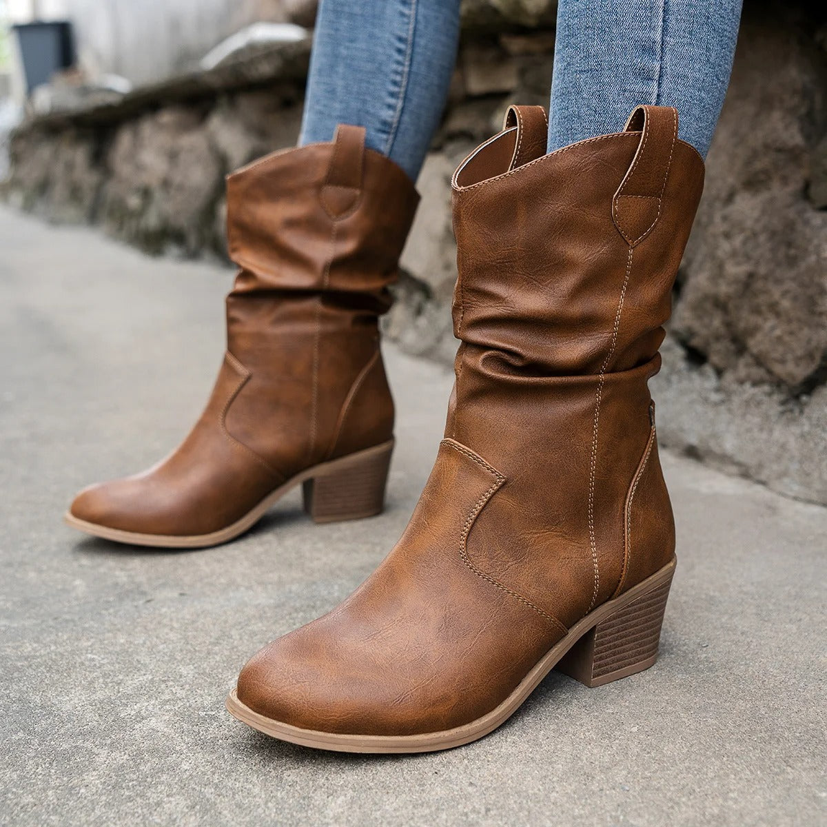 Bruin Laarzen - Vrouwen - Leer - Winterlaarzen - Oria