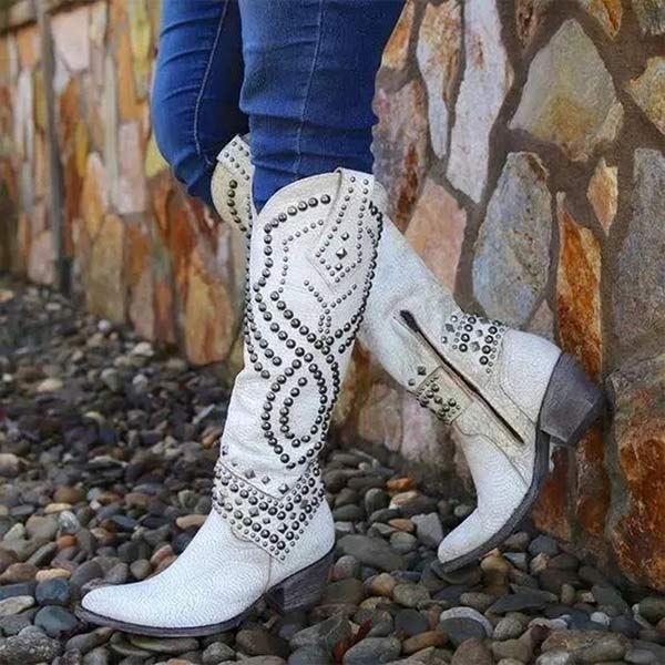 Kniehoge Laarzen - Dames - Studs - Westernlaarzen - Rebel