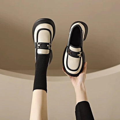 Dames - Elegante Retro Loafers - Lederen Schoenen - Comfortabele Stijl voor Elke Gelegenheid