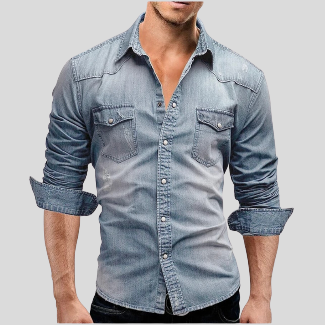 Heren - Casual Denim Overhemd - Lichtgewicht Slim Fit - Tijdloze Mode - BRANIMIR