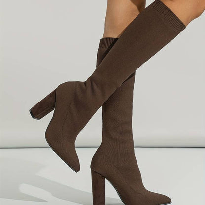 Kniehoge Soklaarzen - Dames - Blokhak Stretch - Winter Mode - Luna