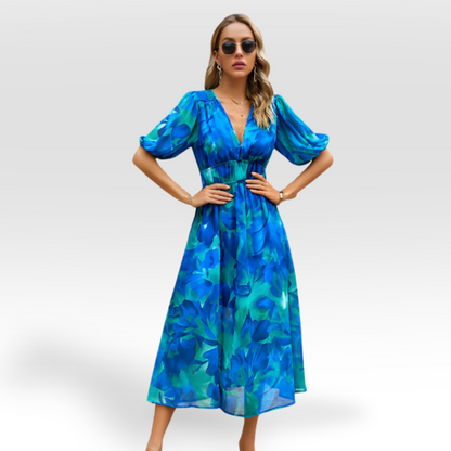 AVENIA – Charmante midi-jurk met vrouwelijke flair en verfijnde pasvorm