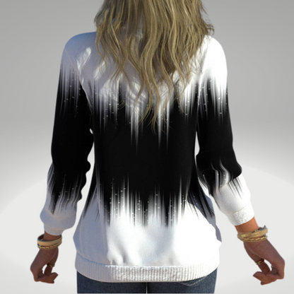 AUBREY - Ritsbare trui met ombre patroon en hoge hals voor dames