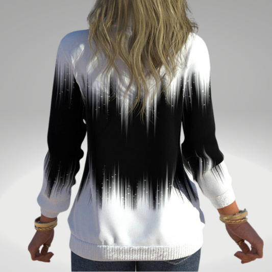 AUBREY - Ritsbare trui met ombre patroon en hoge hals voor dames
