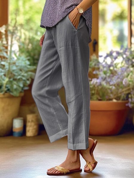 Vrouwen - Wijde Linnen Broek - Ademend en Comfortabel - Casual Zomeroutfit - LUCHTIGE LINNEN BROEK