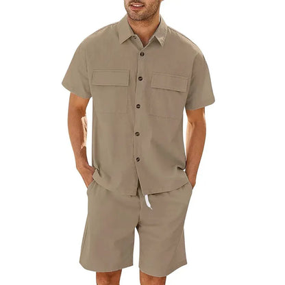 Casual tweedelige heren zomeroutfit met luchtige linnenlook – VaroSet Breeze