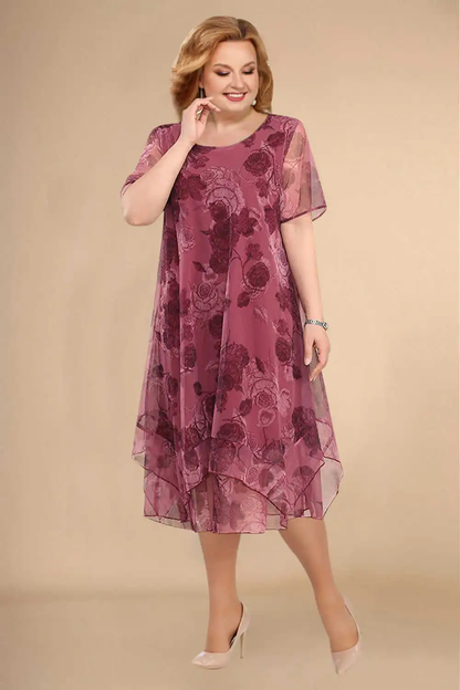 Dames - Midi-Jurk - Lichtgewicht Chiffon - Zomerfeest Outfit - ELEGANTE BLOEMENJURK