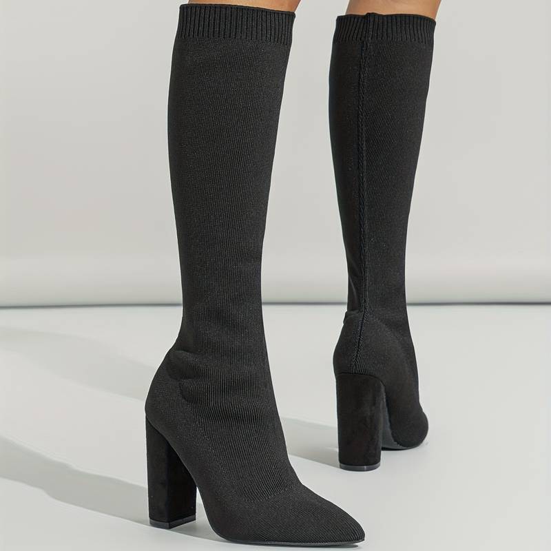 Kniehoge Soklaarzen - Dames - Blokhak Stretch - Winter Mode - Luna