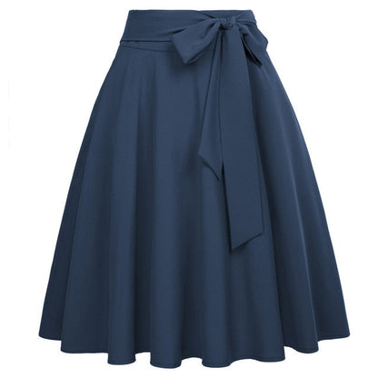Vrouwen - Hoge Taille A-lijn Rok - Zachte Katoenen Polyester Mix - Elegante Midi Rok - VLOEIENDE STIJL