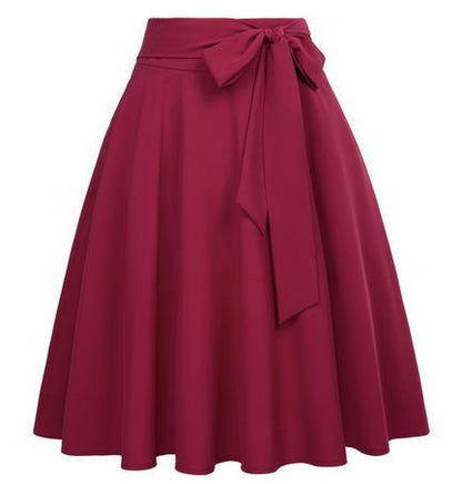 Vrouwen - Hoge Taille A-lijn Rok - Zachte Katoenen Polyester Mix - Elegante Midi Rok - VLOEIENDE STIJL